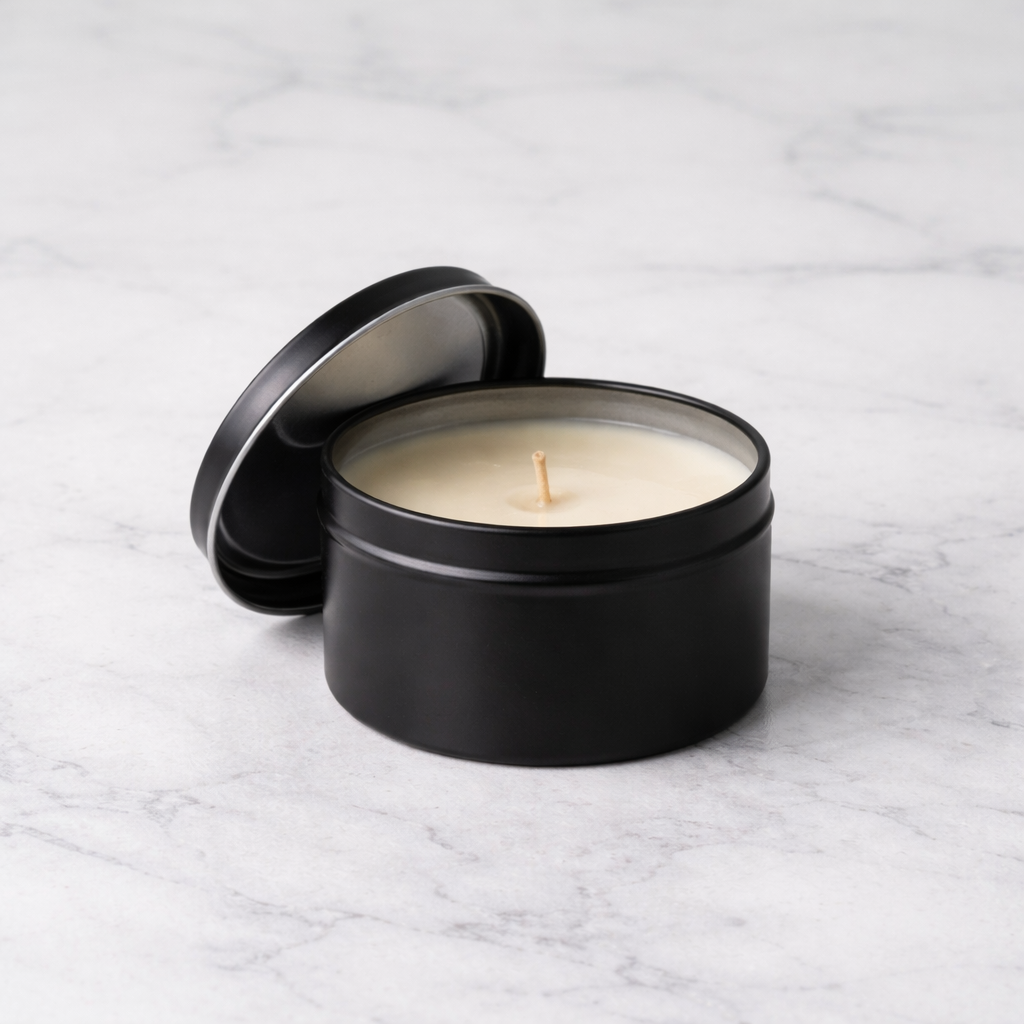 8oz Black Tin Candle