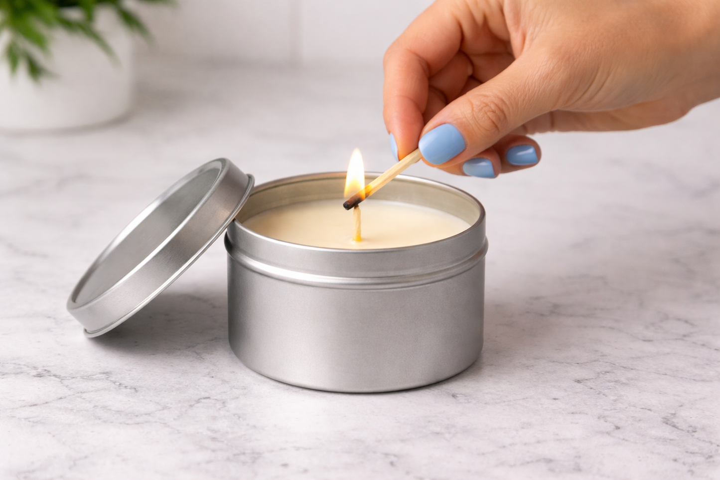 8oz Silver Tin Candle